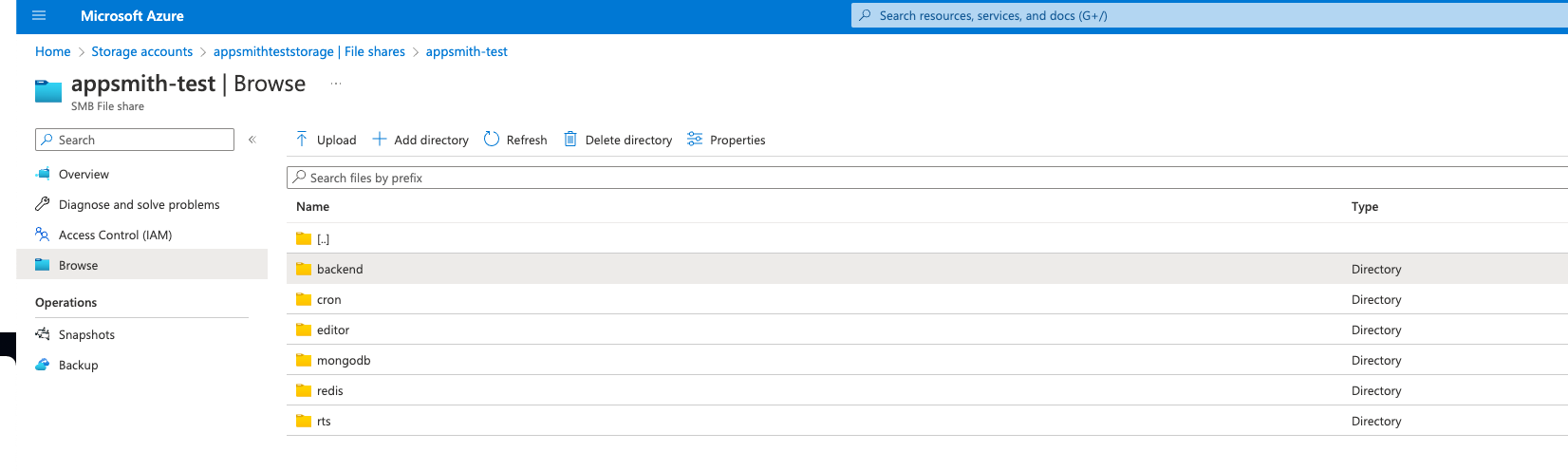 Select the log directory